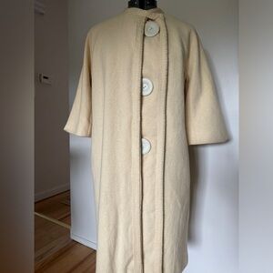 Paul R. Nissen, Vintage Butter Cream Wool Coat with (3) Smart Large Buttons